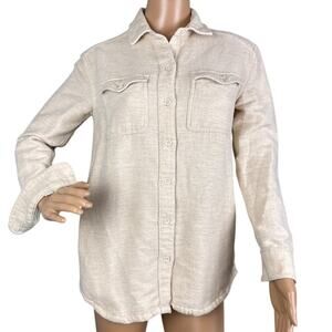 Marine Layer Women's Stretch Twill Overshirt Shacket Cream Taupe Size XS